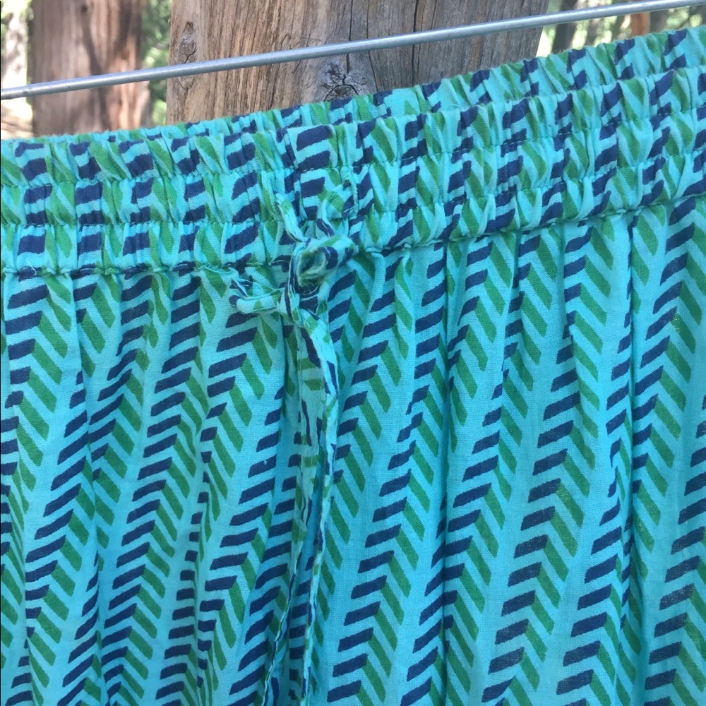 Bohemian style skirt in shades of turquoise vintage tiered skirt - Picture 2 of 6